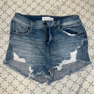Light wash jean shorts